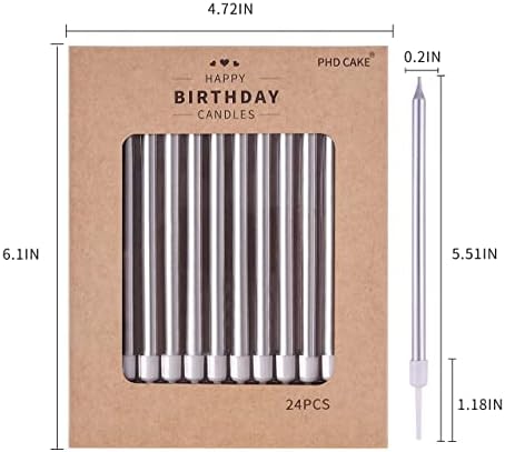 PHD CAKE Silver Long Thin Metallic Birthday Candles, Cake Candles, Birthday Parties, Wedding Decorations, Party Candles - Image 5