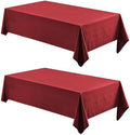 Veblandy 2 Pack Rectangle Tablecloth, 60x104 inch, Water Resistant Wrinkle Free Linen Textured Table Cloth Washable, Decorative Fabric Table Cover for Dining, Party and Camping, Red by Veblandy