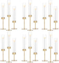 Romadedi Glass Hurricane Candle Holders for Candlestick, Gold, Set of 18 by ROMADEDI