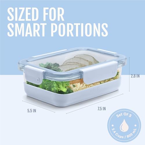Ello Duraglass Refresh 3.4 Cup Meal Prep Containers, 10 Pc, Halogen Blue - Image 4