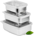 Stainless Steel Food Storage Containers with Clear Platinum Silicone Lids, Airtight, Leakproof 18/8 (304) Food Grade SS Nested 3Pk 20/30/40 oz Plastic-Free by SustainableContainables