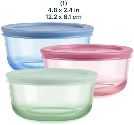 Pyrex Colors (3-Pack, Medium) Tinted Glass Food Storage Container Set, Blue - Image 2