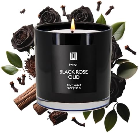 Lulu Candles Black Rose & Oud Scented Soy Jar Candle, 9 Oz. by LULUCANDLES