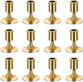 Romadedi Gold Candlestick Candle Holders for Taper, 12 PCS Gold Brass Color Candle Stick Candle Holder for Table Centerpiece, Wedding Reception, Festive Christmas Mantel Decoration or Home Decor by ROMADEDI