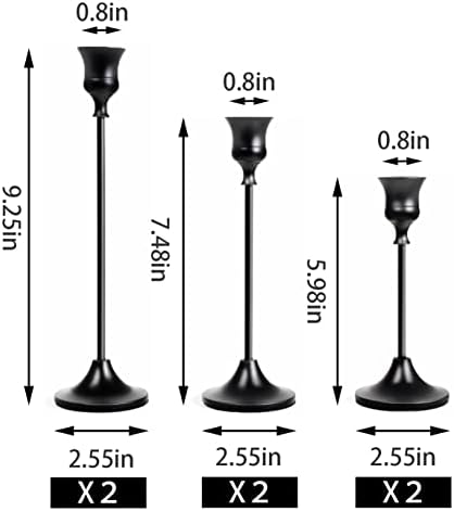 NLBTW Set of 6 Black Candle Holders for Taper, Vintage Candlestick Holder Decorative Metal Candle Sticks Home Decor Centerpieces for Table Mantel Festive Decorations - Image 2