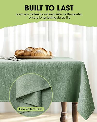 Pureegg Rectangle Linen Tablecloth Waterproof & Stain Resistant, Wrinkle-Free Table Cloth Adds Elegance and Protection, Ideal for Dining, Party, Wedding and Outdoor, 60 x 84 Inch, Sage Green - Image 5