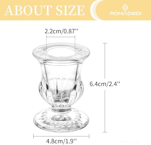 Romadedi Glass Taper Candle Holders, Clear, Pack of 2 - Image 5