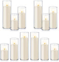 Homjoy 24 PCS Ivory White Pillar Candles with Glass Candle Holders Clear Hurricane Candle Holders Glass Cylinder Vases for Centerpieces Wedding Party, Event, Home Office (12 Candles+12 Candle Hoders) by Homjoy