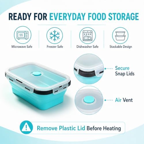 Guyuyii 4 Pack Space-Saving Collapsible Food Storage Containers with Lids - Image 5