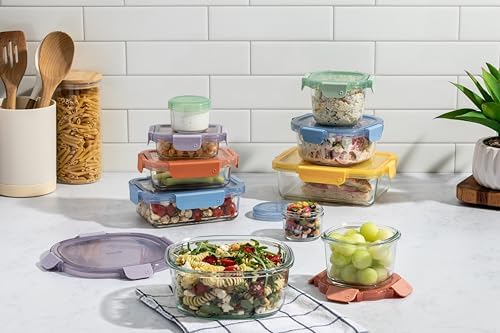 Ello Color Lock 20pc Glass Food Storage Containers with Lids, Desert - Image 2