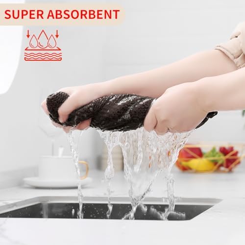 Homaxy 100% Cotton Waffle Weave Kitchen Dish Cloths 6-Pack, Dark Brown - Image 3