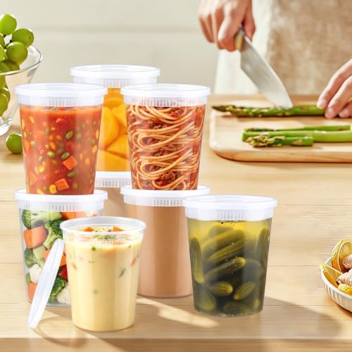 BYSNOW 50 Sets 32 oz Deli Containers with Lids - Image 2