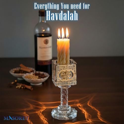 Crystal Havdalah Candle Holder 13 cm with Plaque - Image 3