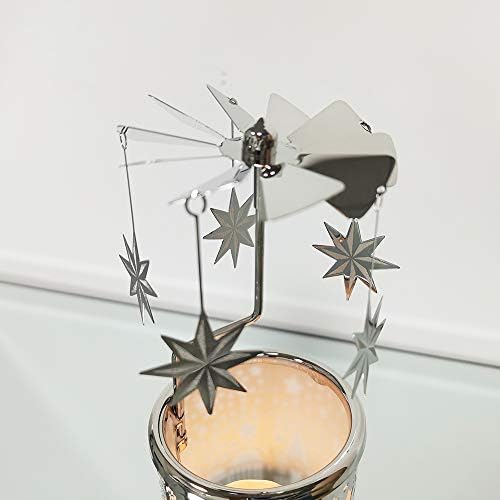 kingnero Gift Carousel Candle Tea Light Holder Rotary Candle Holder Spinning Candleholder Metal Windmill Candlestick for Home Decor (North Star) - Image 6