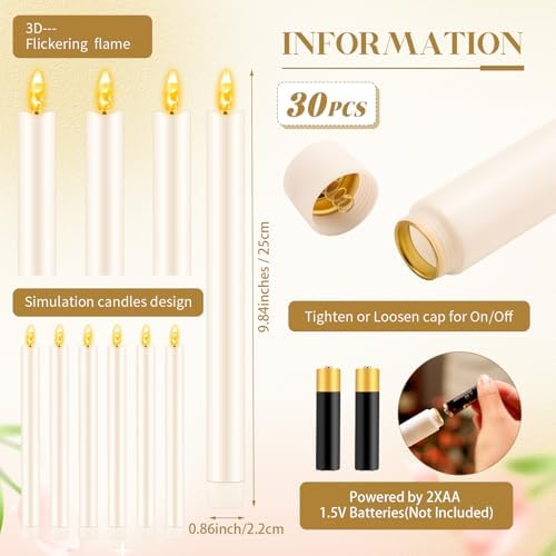 FillTouch 60 Pcs Gold Candle Holders with Ivory Flameless LED Candles Bulk - Image 4