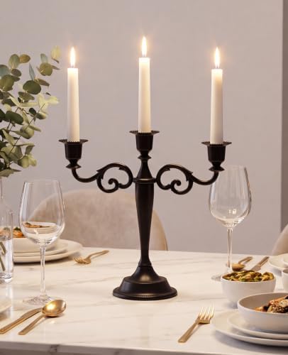 Black Candelabra Halloween 3 Arm Matte Gothic Taper Candle Holder - Image 7