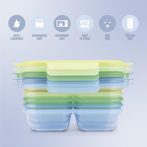 Ello Snap & Nest 10-Piece 2 Cup Plastic Divided Snack Pack Set, Reusable Food Containers for Healthy Eating, Freezer, Dishwasher Safe, Seafoam - Image 3