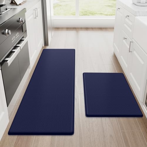 StepRite Kitchen Mats for Floor, 2-Piece Anti-Fatigue Kitchen Rugs, Blue by Bringcushiontoyourlife
