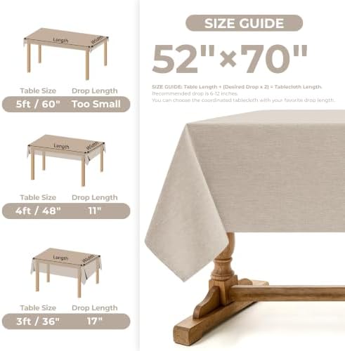 Decorelia Cream Linen Textured Tablecloth Rectangular 52 x70 Inch - Image 5