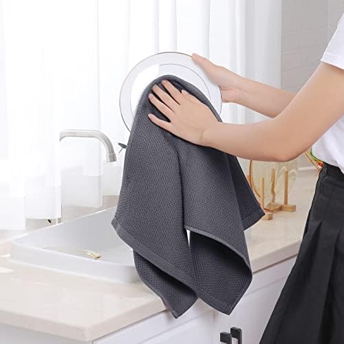 Homaxy 100% Cotton Waffle Weave Kitchen Dish Towels 6-Pack, Dark Grey - Image 4
