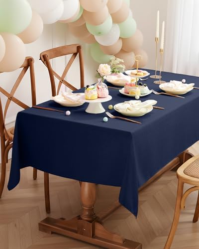 Pureegg Rectangle Linen Tablecloth Waterproof & Stain Resistant, Wrinkle-Free Table Cloth Adds Elegance and Protection, Ideal for Dining, Party, Wedding and Outdoor, 52 x 70 Inch, Navy Blue - Image 6