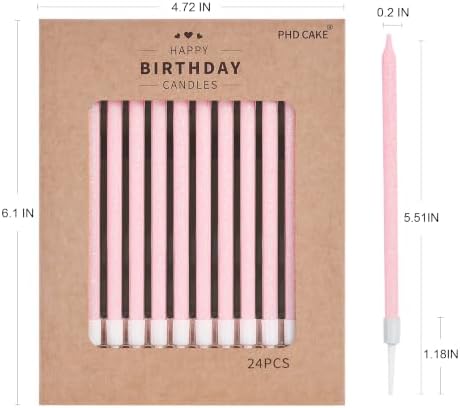PHD CAKE Iridescent Pink Long Thin Metallic Birthday Candles, Cake Candles, Birthday Parties, Wedding Decorations, Party Candles - Image 5