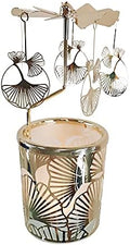 kingnero Gold Rotary Candle Holder Spinning Tea Light Candlestick Windmill Carousel Candle for Children's Gifts Christmas Birthday Party and Home Decoration (Golden Apricot Leaves) by kingnero