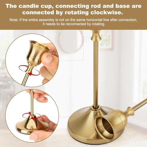 Candlestick Holders 4 Sets(12 Pcs), Brass Gold Candle Holders with Anti-Slip Pad, Metal Taper Candle Holder, Candle Holder for Wedding Fireplace Mantel Housewarming Gift - Image 3