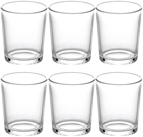 LETINE Clear Glass Tea Light Holders Set of 6 - Votive Candle Holders for Weddings, Events, Home, Bridal Shower, Birthday, Christmas, Party Table Decor and Centerpieces by LETINE