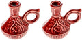 Set of 2 Ceramic Candleholders for Danilovo Slim Taper Candles, Orthodox Candleholders, for Candles up to Diameter 2/5 Inches (Burgundy) by Danilovo