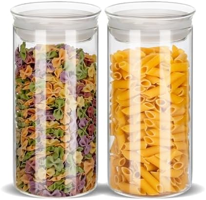ZENS Glass Canisters with Airtight Lids, Set of 2 50oz Tall Storage Jars by ZENSLIFESTYLE