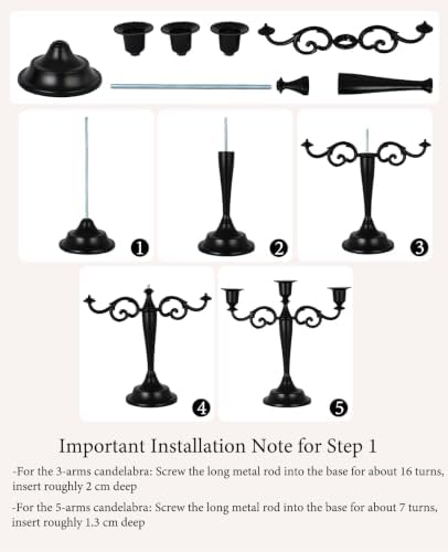 Black Candelabra Halloween 5 Arm Matte Gothic Taper Candle Holder - Image 4