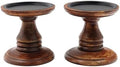 Hosley Set of 2 Brown Wood Pillar Candle Holders 5 Inch High Ideal Gift for Weddings Bridal Party Spa Reiki Meditation Votive LED Pillar Candle Gardens by HOSLEY