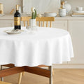 Decorelia White Faux Linen Round Tablecloths 70 inch, Waterproof Decorative Washable Texture Rustic Circle Table Cloth Cover for Dining Kitchen Party Farmhouse Outdoor (Round (4-6 Seats),White) by Decorelia