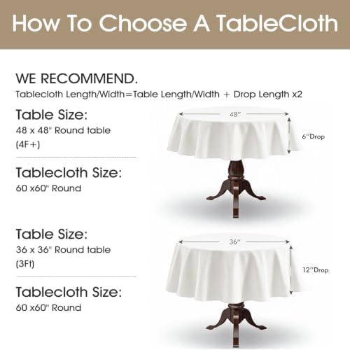 Veblandy Faux Linen Round Tablecloth 60 inch, Table Cloth Wrinkle Free Decorative Fabric Waterproof Table Cover for Dining/Party/Buffet/Wedding, White - Image 5
