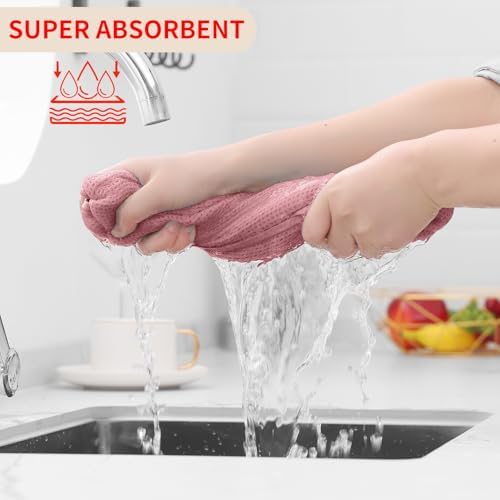 Homaxy 100% Cotton Waffle Weave Kitchen Dish Towels 8-Pack, Dried Rose - Image 3
