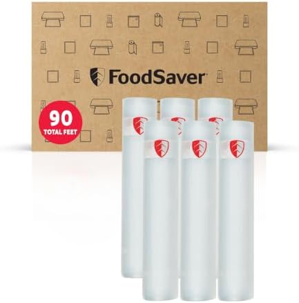 FoodSaver Vacuum Sealer Rolls, 6 Pack 11" x 15' Rolls (90 Total Feet), BPA-Free Custom Size Storage Bags for Food, Sous Vide, and Meal Prep by FoodSaver