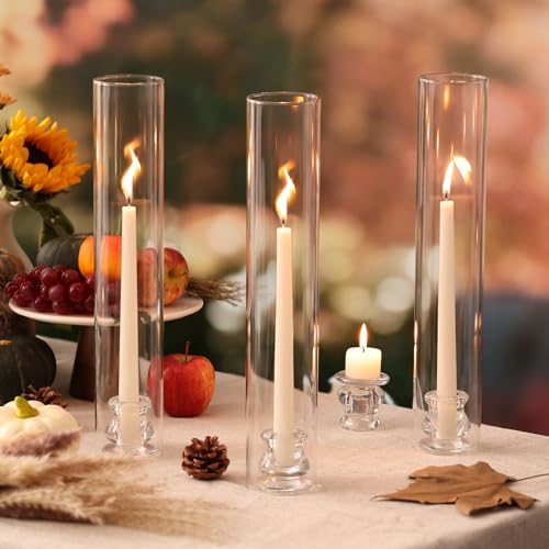 Volens Hurricane Glass Candle Holders- Set of 6 Candlestick Holders 14" H - Image 2