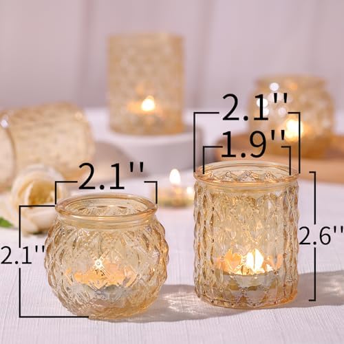 NITIME 36 Pcs Assorted Gold Votive Candle Holders, Tea Light Candle Holder Glass for Wedding Table Decor, Gold Candle Holders for Table Centerpiece, Brithday and Holiday Decorations - Image 2