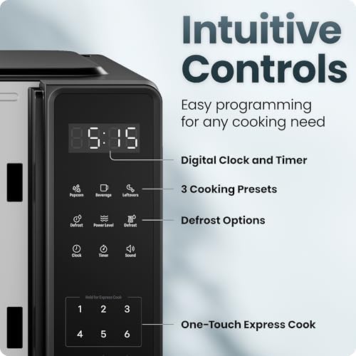 Chefman Countertop Microwave Oven 0.7 Cu. Ft., 700 Watts with 10 Power Levels, 6 Cooking Presets with One-Touch Express Cook, Eco Mode, Child Safety Lock, & Mute Button - Black - Image 5