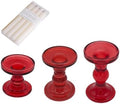 Red Glass Candle Holders 3 Pack Clear Candlestick Stand Table Centerpieces by FESTLOVE