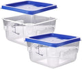 2 Pack RED Square Food Storage Container With Lid,Commercial Storage Box With Scale & Handle,Cake Making,Dough Marinating Meat,Kitchen Supplies (2 Quart) by WELKORCateringEquipment