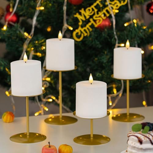 Smtyle Gold Candle Stands for Pillar Candles, Reversible Set of 5 - Image 6