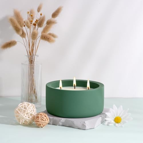 Viyffo 20oz Large Scented Candle - Lemongrass & Bergamot, 3 Wick Home Scented Candle for Women and Men, Non Toxic Soy Candle, Green Ceramic Jar, Luxury Home Fragrance, Room Décor & Birthday Gift - Image 3