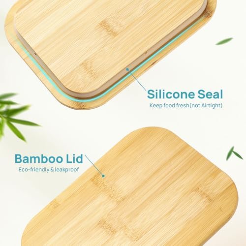 Vtopmart 5 Pack Glass Food Storage Containers with Bamboo Lids, 22oz - Image 6