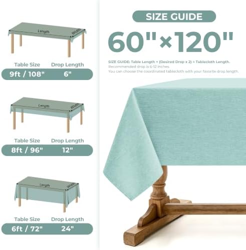 Decorelia Auqa Linen Textured Tablecloth Rectangular 60 x120 Inch - Image 5