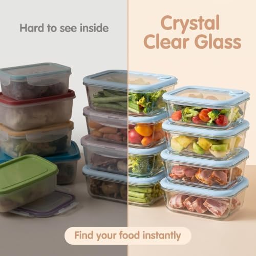Glass Food Storage Containers with Glass Lids, 4 Pack Meal Prep Container Set with Airtight Silicone Seal & Air Vent, Leakproof Borosilicate Leftover Storage Bowls, Microwave & Dishwasher Safe - Image 7