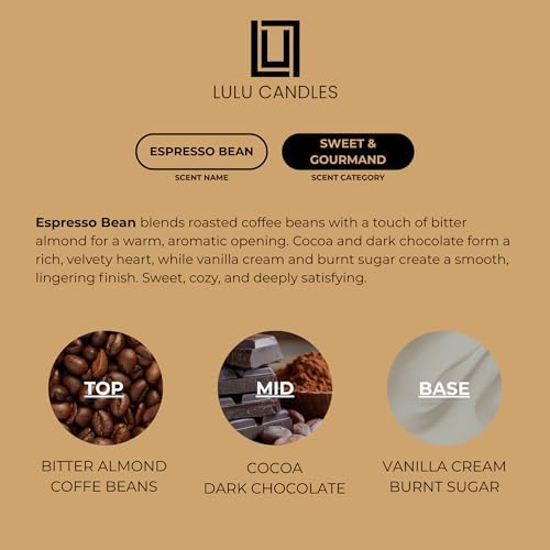 Lulu Candles | Espresso Bean | Luxury Scented Soy Jar Candle | Hand Poured in The USA | Highly Scented & Long Lasting (9 Oz.) - Image 3