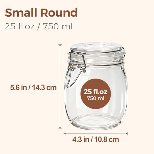 ComSaf Round Glass Jars with Airtight Lids 25 oz 6 Pack Pickling - Image 2