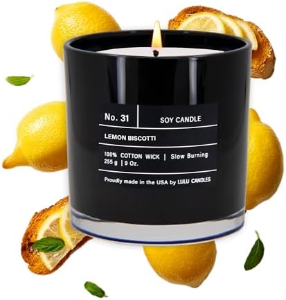 Lulu Candles | Lemon Biscotti | Highly Scented Candles for Home | Soy Blend Jar Candle with 100% Cotton Wick | Slow Burning (9 Oz.) by LULUCANDLES